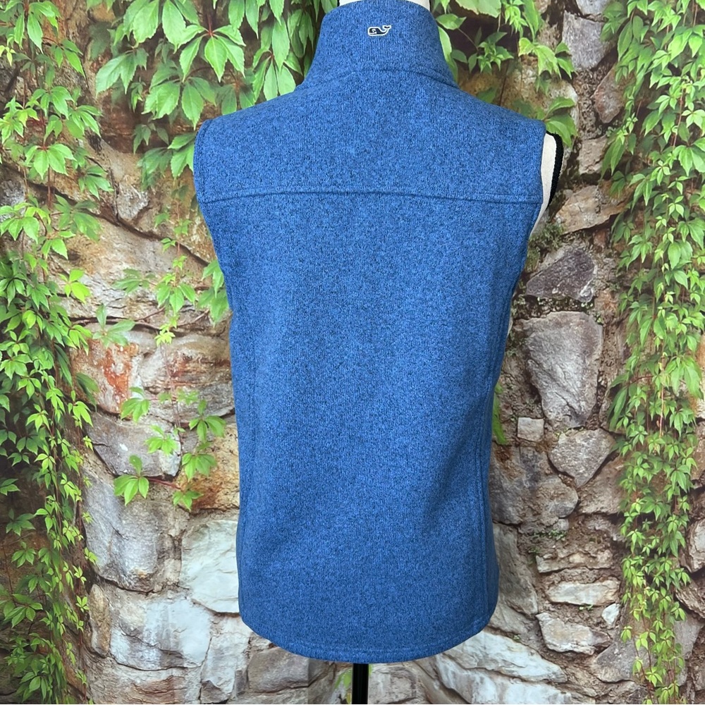 VINEYARD VINES Blue Sleeveless Zip Front Fleece Vest, S - Picture 9 of 12